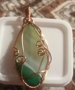 Wire wrapped  pendant green